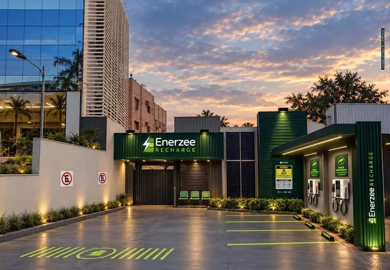 Eletroposto da Enerzee Recharge na Avenida Miguel Sutil, em Cuiabá (imagem ilustrativa divulgada pela empresa).