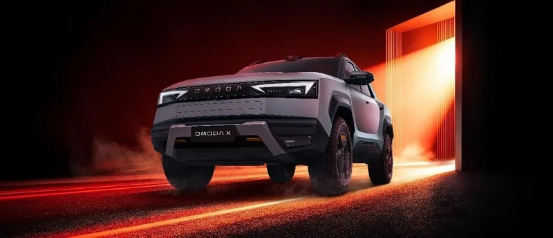 Omoda X visto de frente, com faróis de LED finos