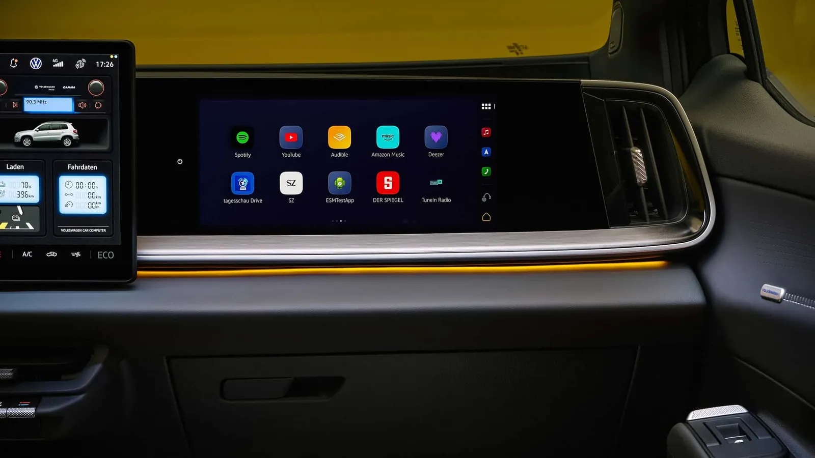 Tela do passageiro do ID. Tiguan com aplicativos