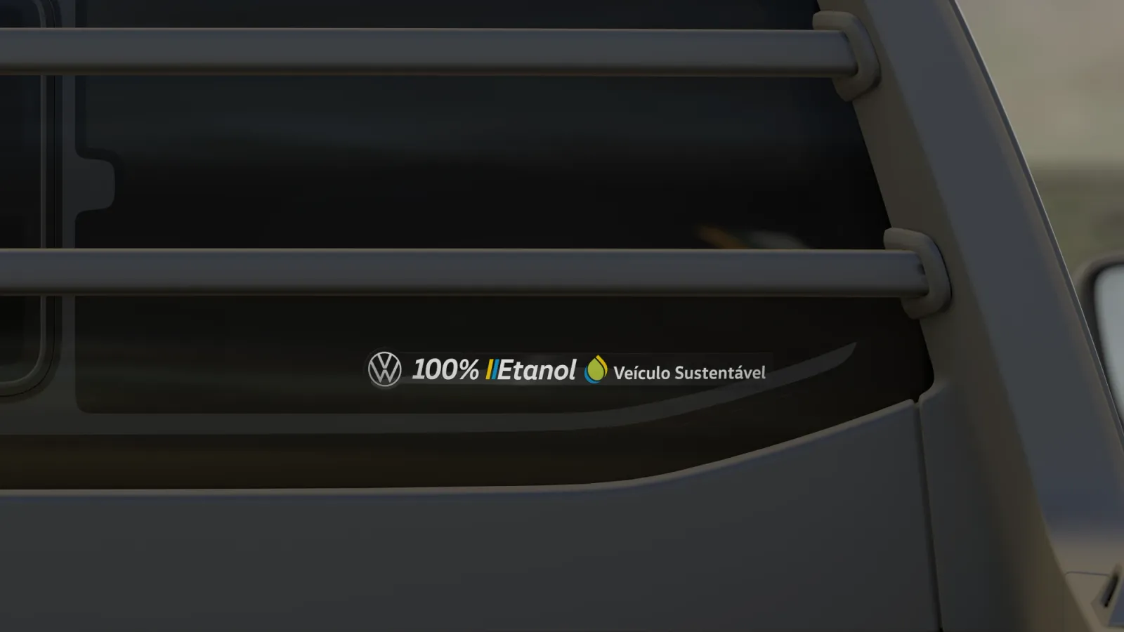 Adesivo "100% Etanol – Veículo Sustentável" na Saveiro